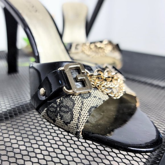 Guess By Marciano Gwadeline Black & Gold Sandals - Picture 4 of 10